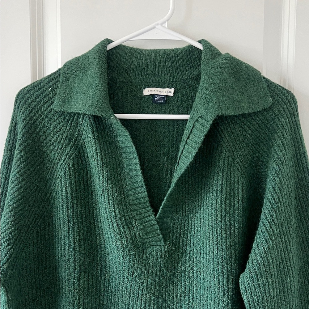 American Eagle Outfitters Forest Green V-Neck Sweater